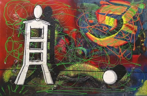 Quadro moderno dipinto mano - quadro,